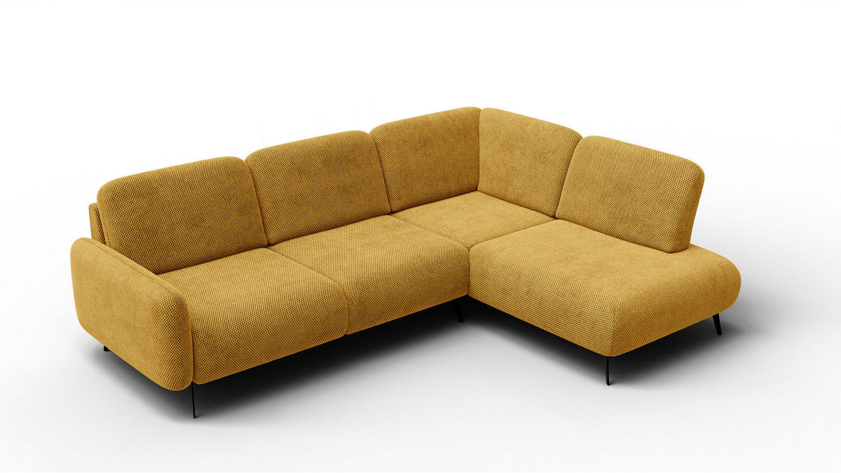 ECKSOFA FEBE 5-Sitzer rechts, dunkelgelb - Gelb/Schwarz, Holz/Textil (271/190cm) - Courtois Laville