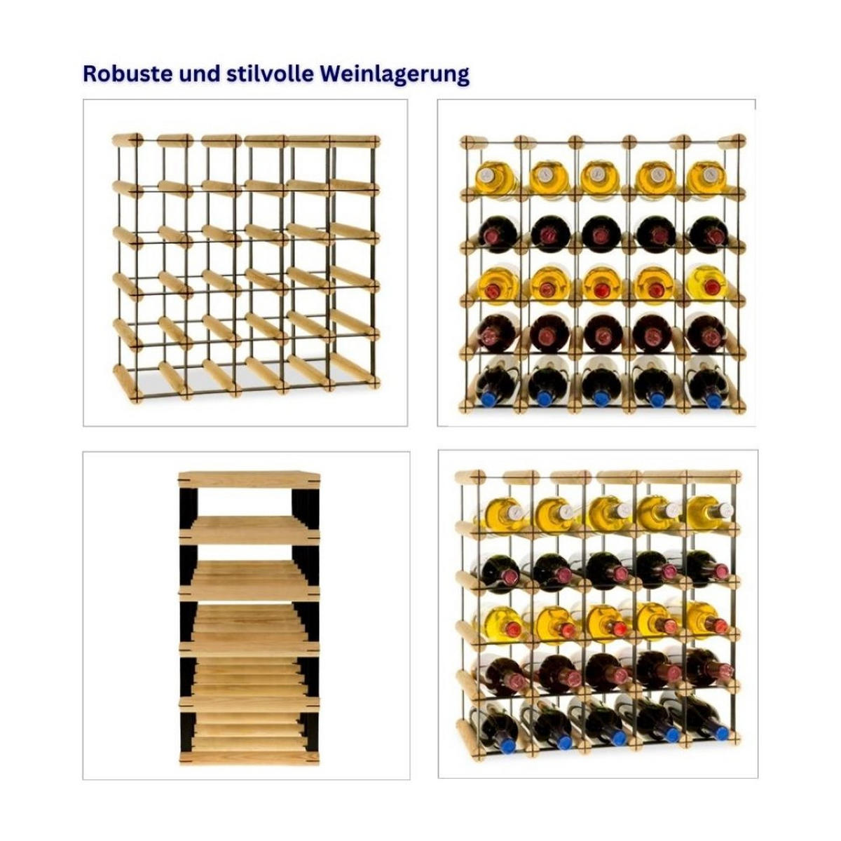 WEINREGAL Vinotega Mod Metal 52,5x52,5x24,5 cm 5x5 Flaschen Massives Kiefernholz Braun Geölt - Braun, Holz (52.5/52.5/24.5cm) - PROREGAL