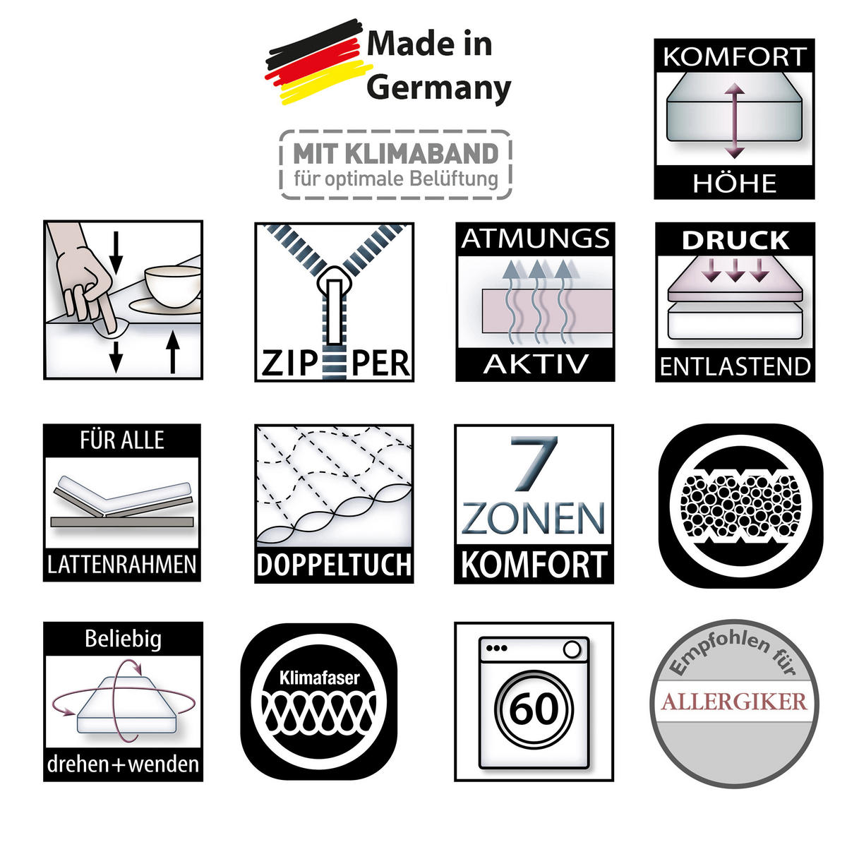 KALTSCHAUMMATRATZE Mammut, ideal für Seitenschläfer, Größe: 100x200, Härtegrad: H4 - Weiß, Textil (100/200cm) - Betten-ABC