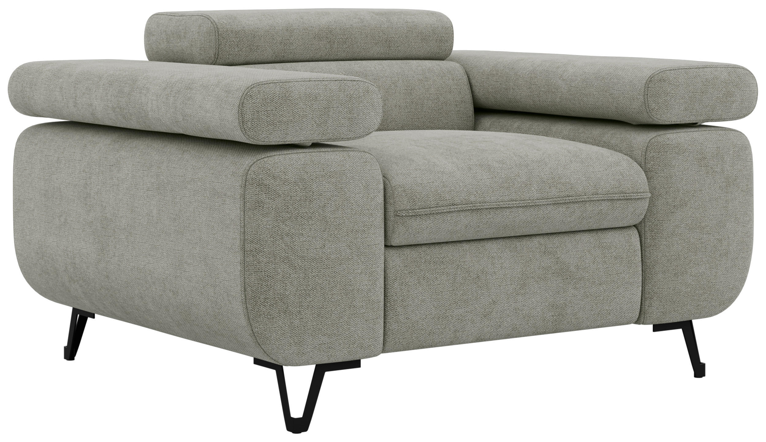 SESSEL PETER 1 - Hellgrau Stukture - Hellgrau/Schwarz, Textil/Metall (126/76/99cm) - MKS