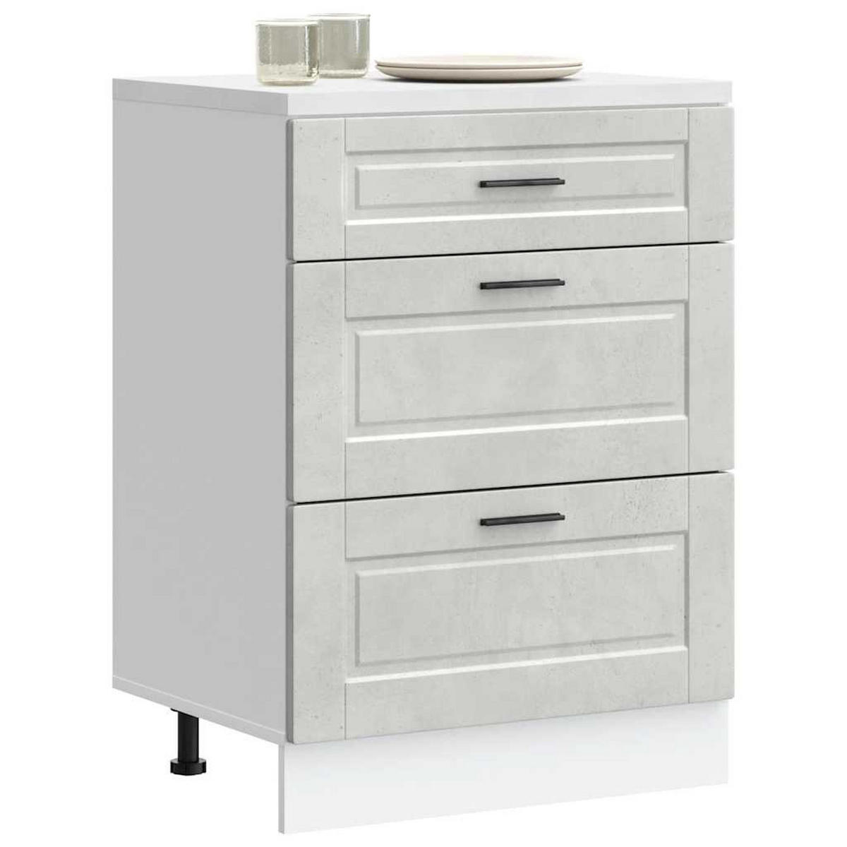 KÜCHENUNTERSCHRANK Porto Betongrau Holzwerkstoff - Grau, Holzwerkstoff (46/81.5/60cm) - vidaXL