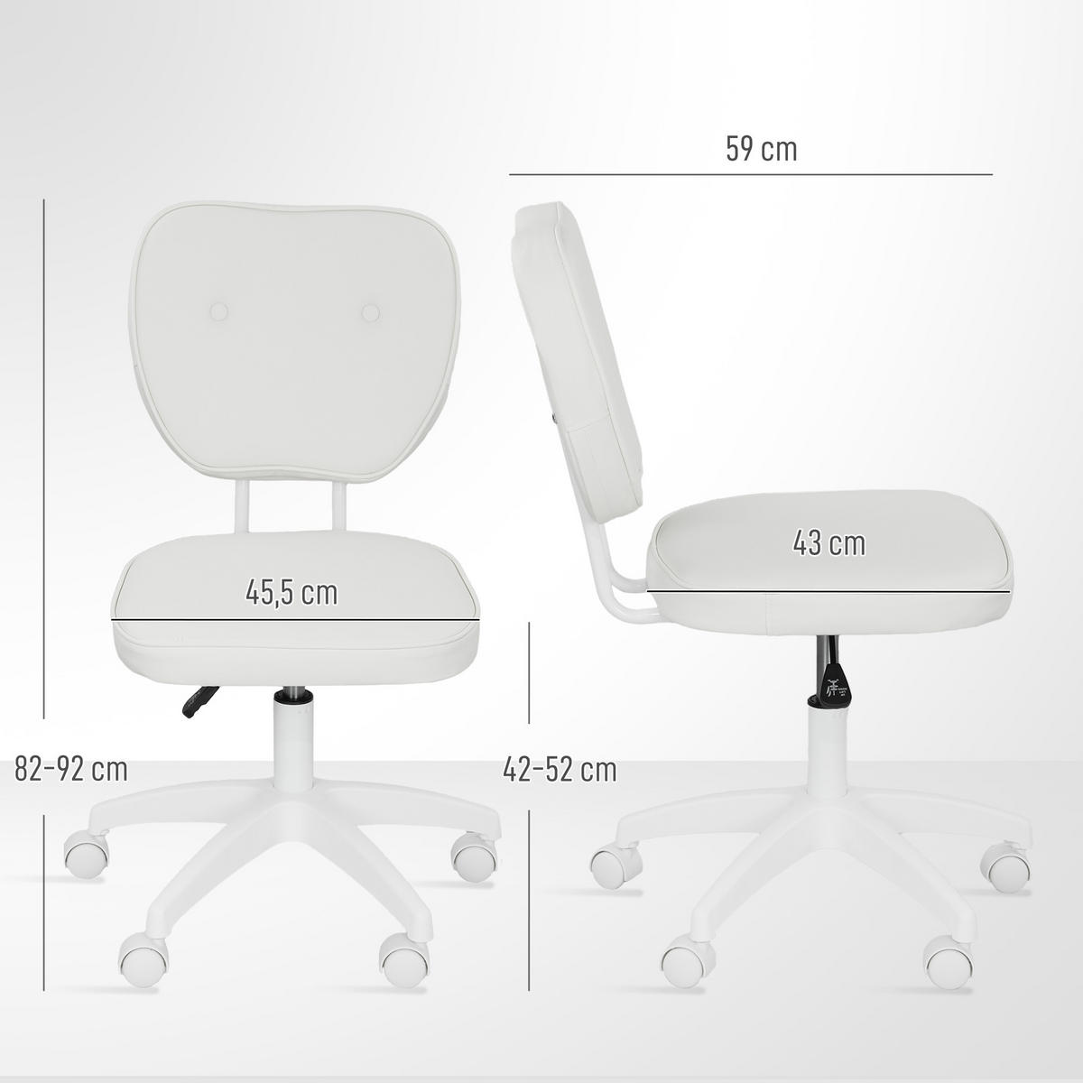 DREHSTUHL DE-11757 46/59/82-92 cm Weiß - Weiß, Metall (46/92/59cm) - ComfortXL