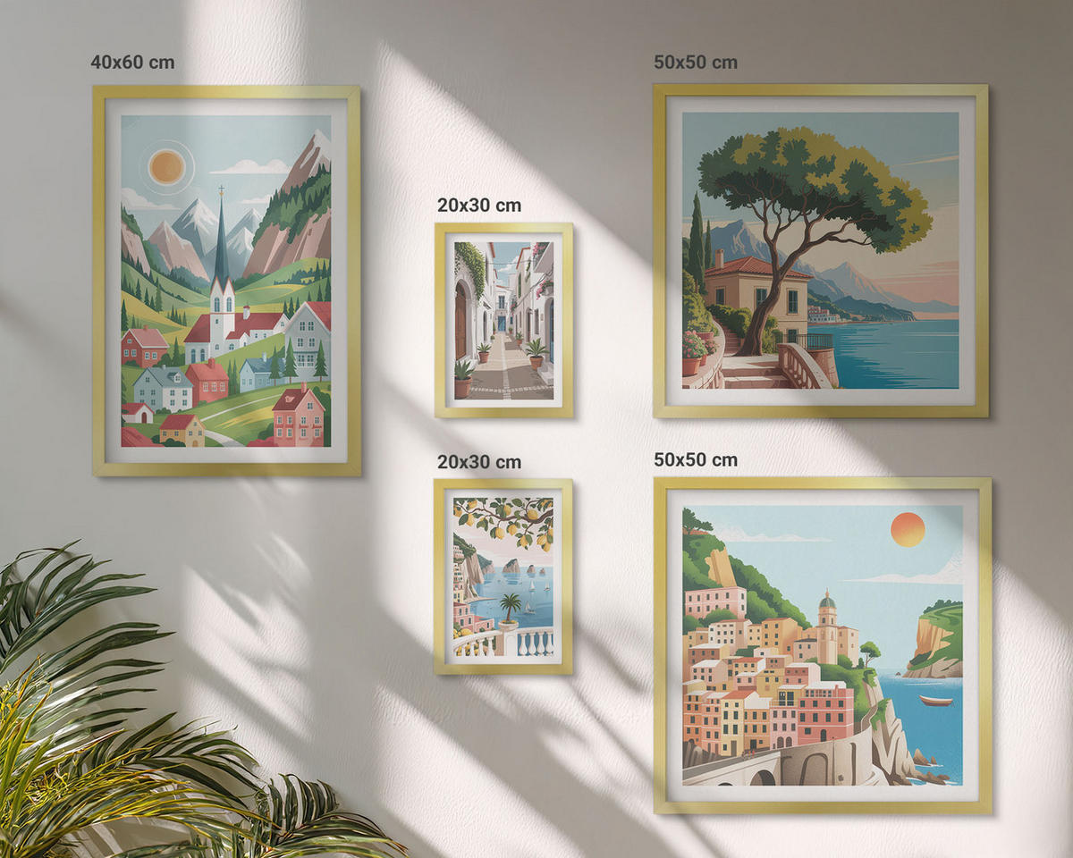 BILDER SET 5er Set - 50x50 cm & 20x30 cm & 40x60 cm Goldrahmen - Löwenzahn-Wassertropfen - Goldfarben, Kunststoff (40/60cm) - TULUP