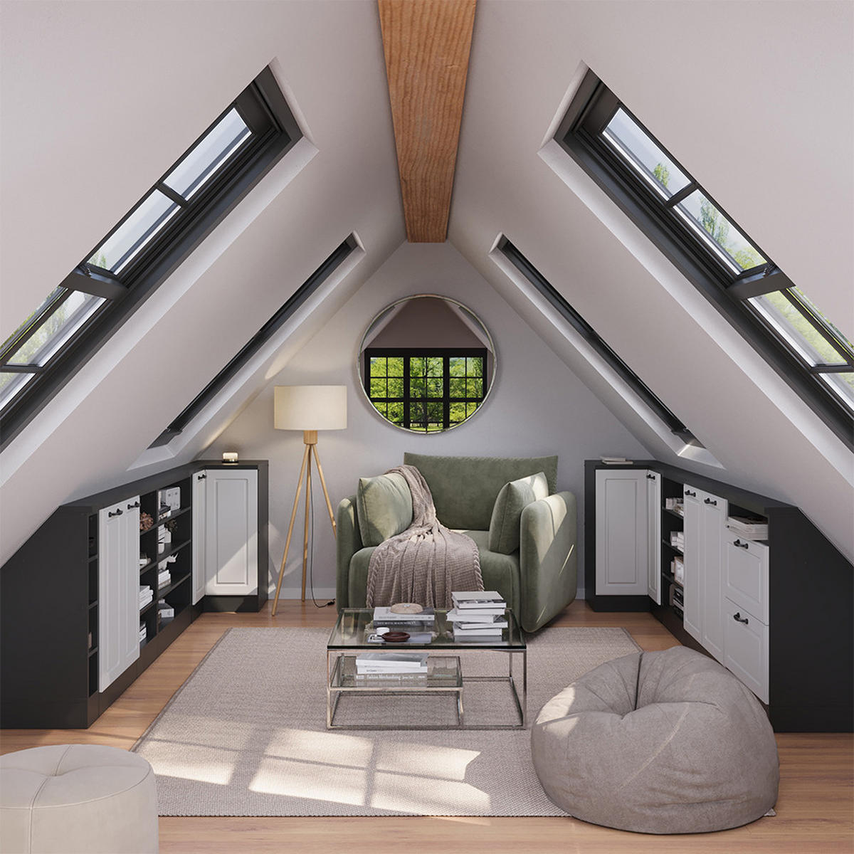 DACHSCHRÄGENSCHRANK ECKSCHRANK Rion Weiß Landhaus/Anthrazit 75.6 x 81.6 cm mit 1 Tür - Anthrazit/Weiß, Holzwerkstoff (75.6/81.6/75.6cm) - Vicco