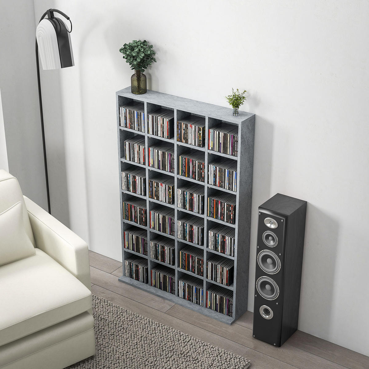 CD-REGAL DE-14449 für 456 CDs/336 DVDs, verstellbare Böden Grau - Grau, Holzwerkstoff (20/130.5/89cm) - ComfortXL
