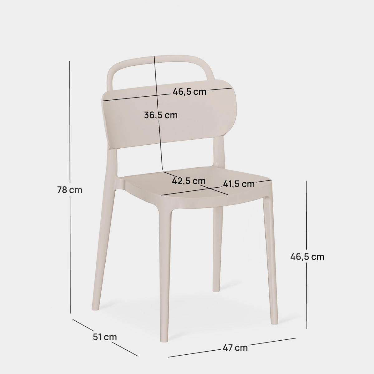 GARTENSTUHL Edda Beige 47 cm x 78 cm 4er-Set - Beige, Kunststoff (47/78/51cm) - Klast Home