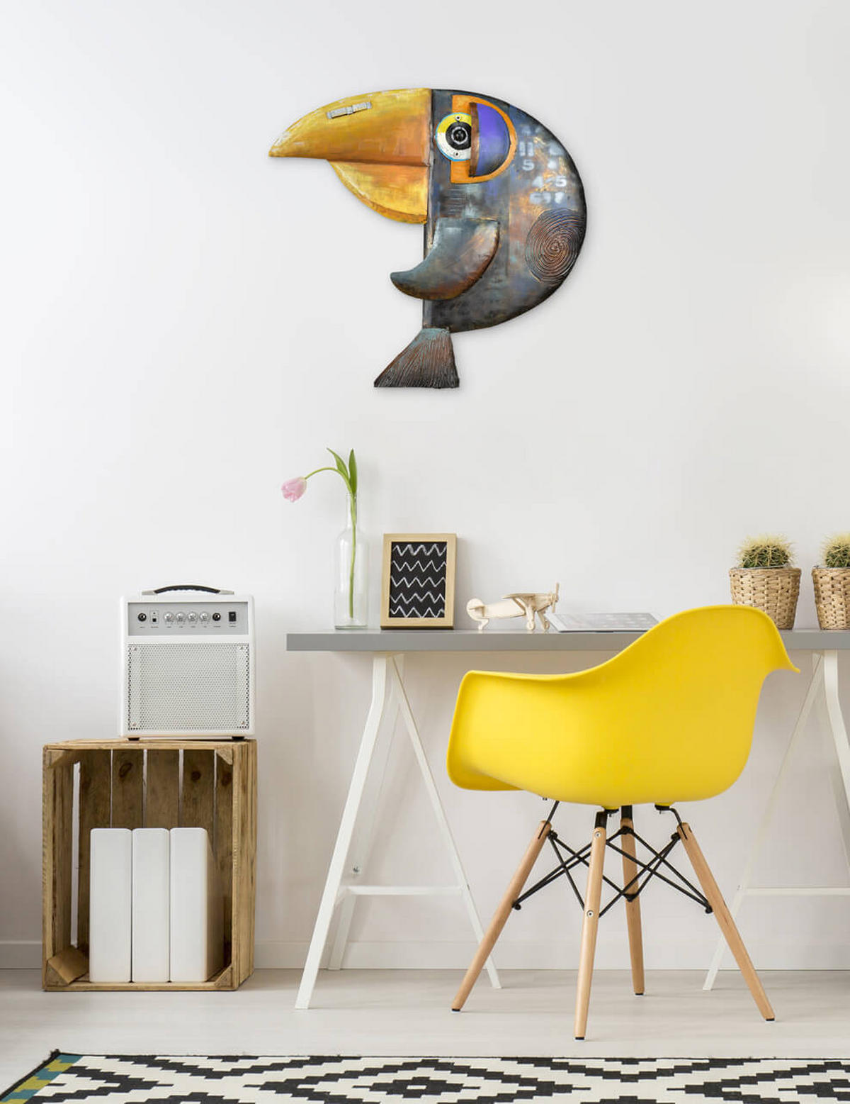 METALLBILD Blau 64/60 cm - Blau, Metall (1.8/60cm) - KUNSTLOFT