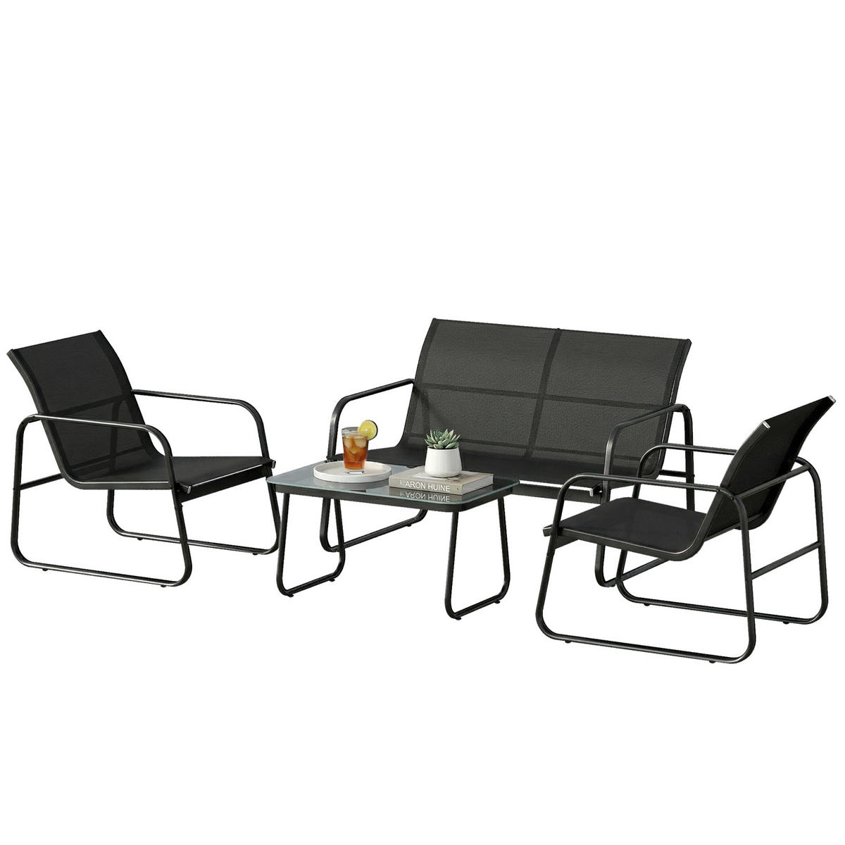 GARTENSET 4-teilige DE-13507 Dunkelgrau - Dunkelgrau, Metall - ComfortXL