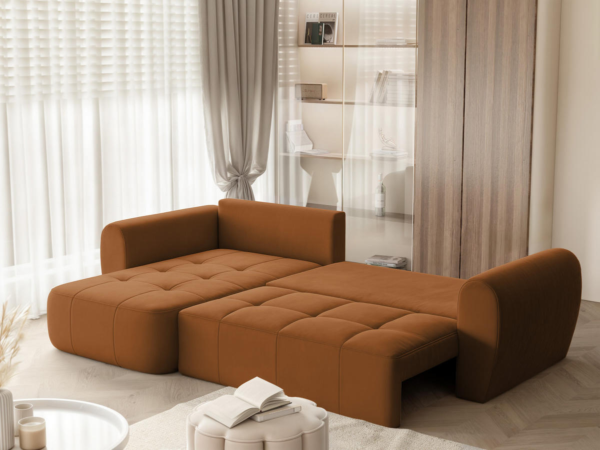 ECKSOFA RAVEN mit Schlaffunktion und Bettkasten Orange - Orange, Holzwerkstoff/Kunststoff (250/160cm) - Idohome