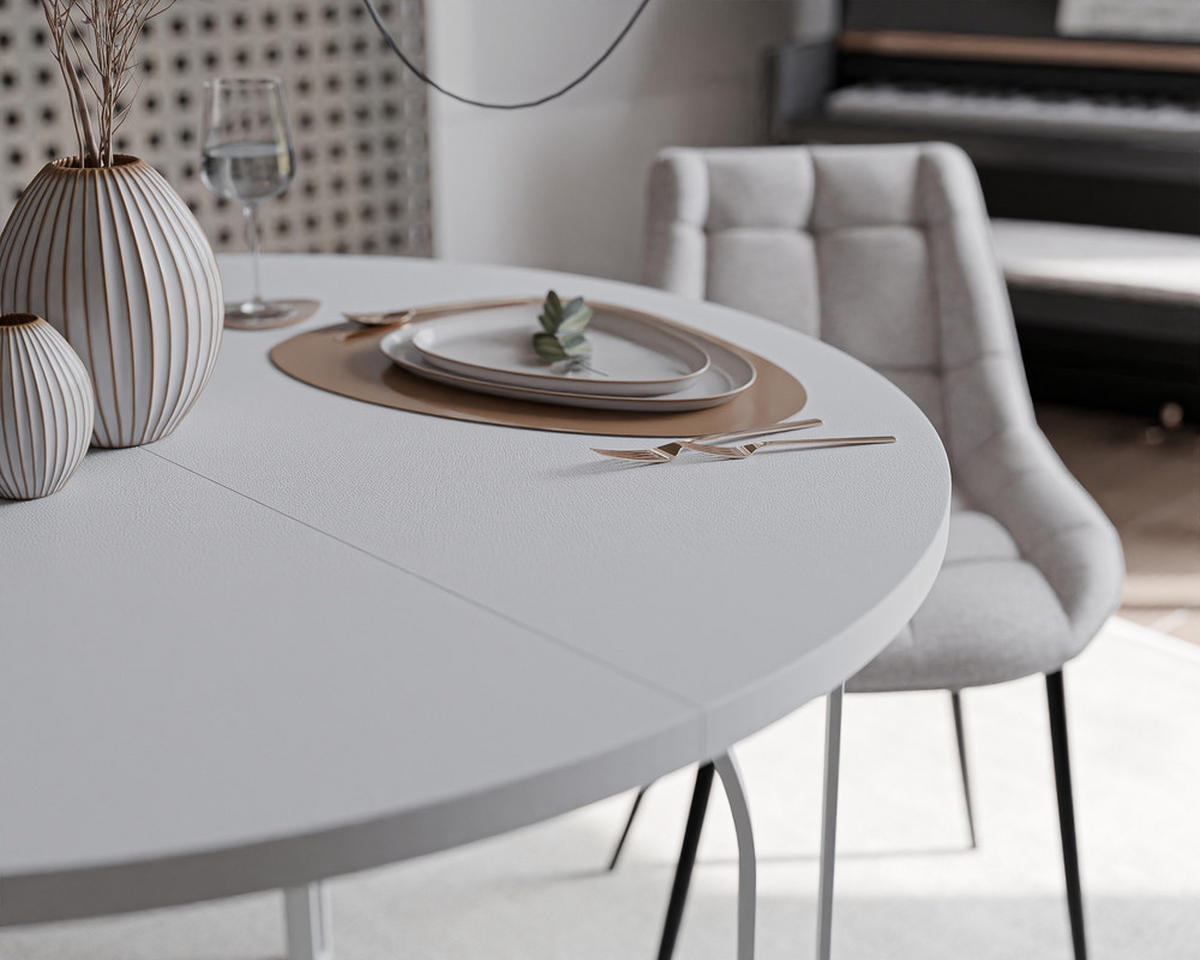 AUSZIEHTISCH ASTRO 100/76 cm, Weiß - Weiß, Holzwerkstoff/Metall (100/100/76cm) - Idohome