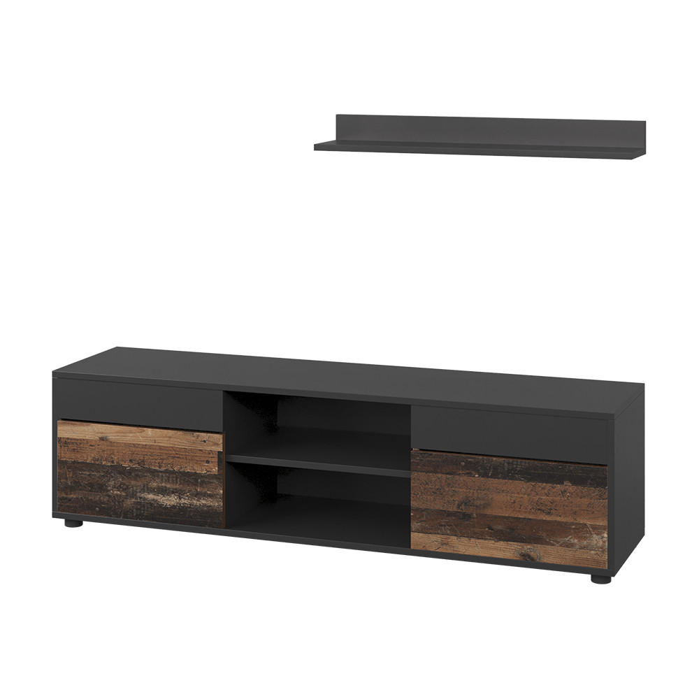 ŽIVÁ STĚNA Berno Černá/starý styl - černá/hnědá, kompozitní dřevo (139.8/38.9/35.4cm) - Vicco