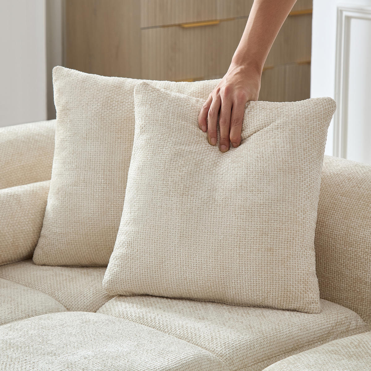 ECKSOFA 263/132.5/68 cm Beige Chenille - Beige, Textil (263/132.5cm) - Oxeza