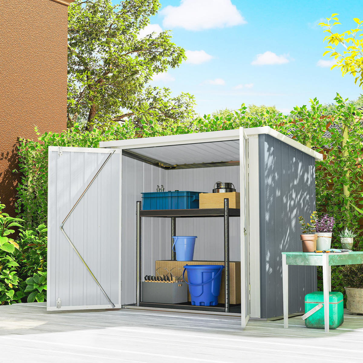 GARTENHAUS Grau 1 Stück - Grau, Kunststoff/Metall (86/134/147cm) - GiPP