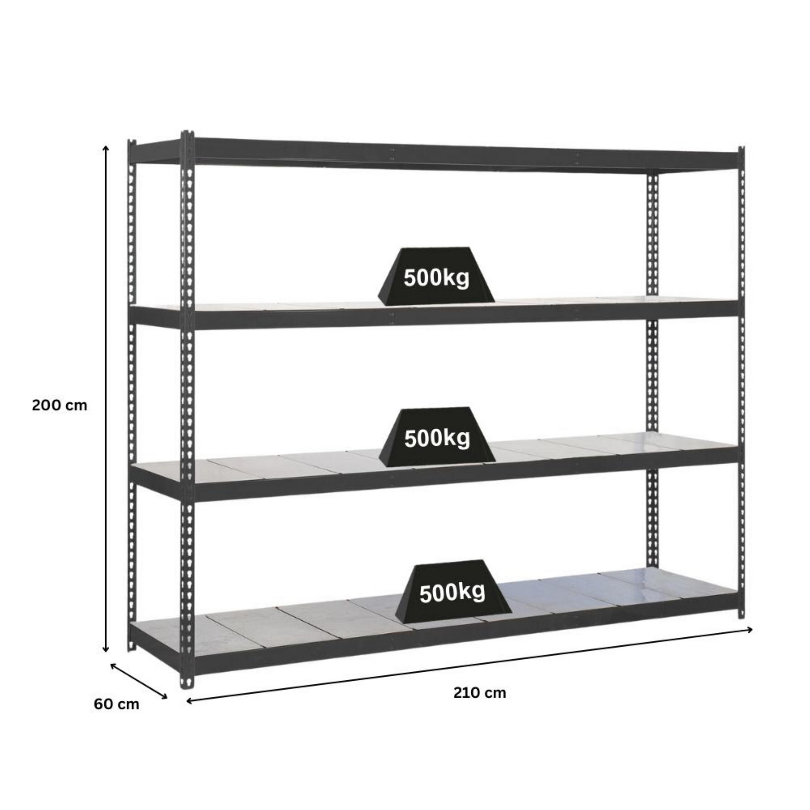 SCHWERLASTREGAL METAL BEAST FOUR | HxBxT 200x210x60cm | Fachlast 500kg | Anthrazit - Anthrazit, Metall (210/200/60cm) - PROREGAL