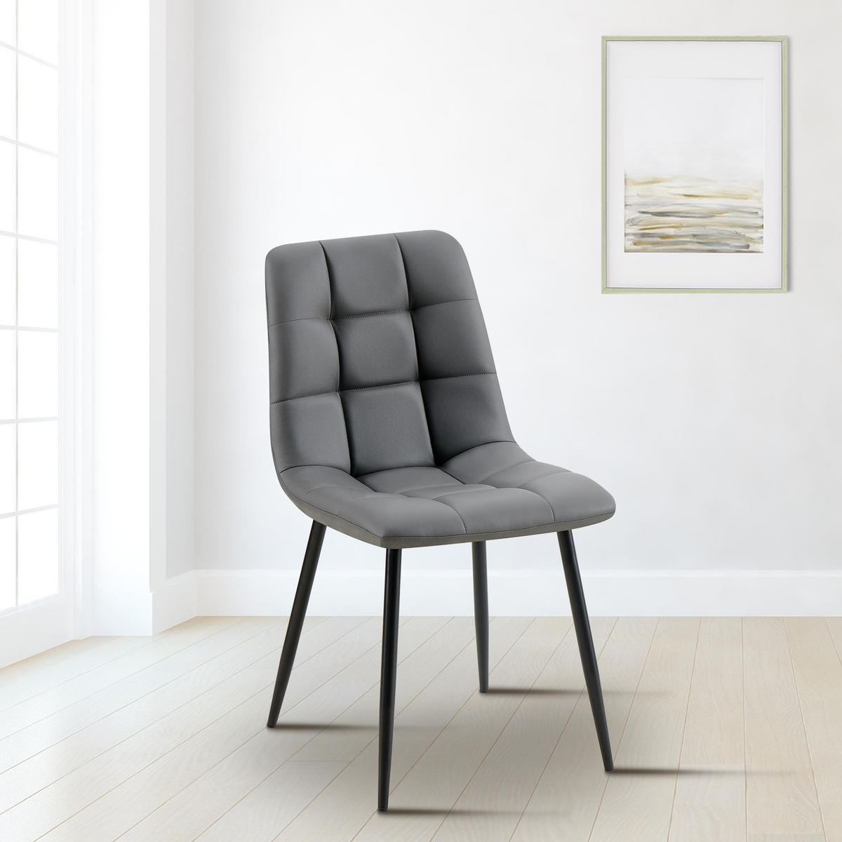 ESSZIMMERSTUHL Antibes 84x45x55 cm dunkelgrau - Dunkelgrau, Leder (45/84/55cm) - furnicato