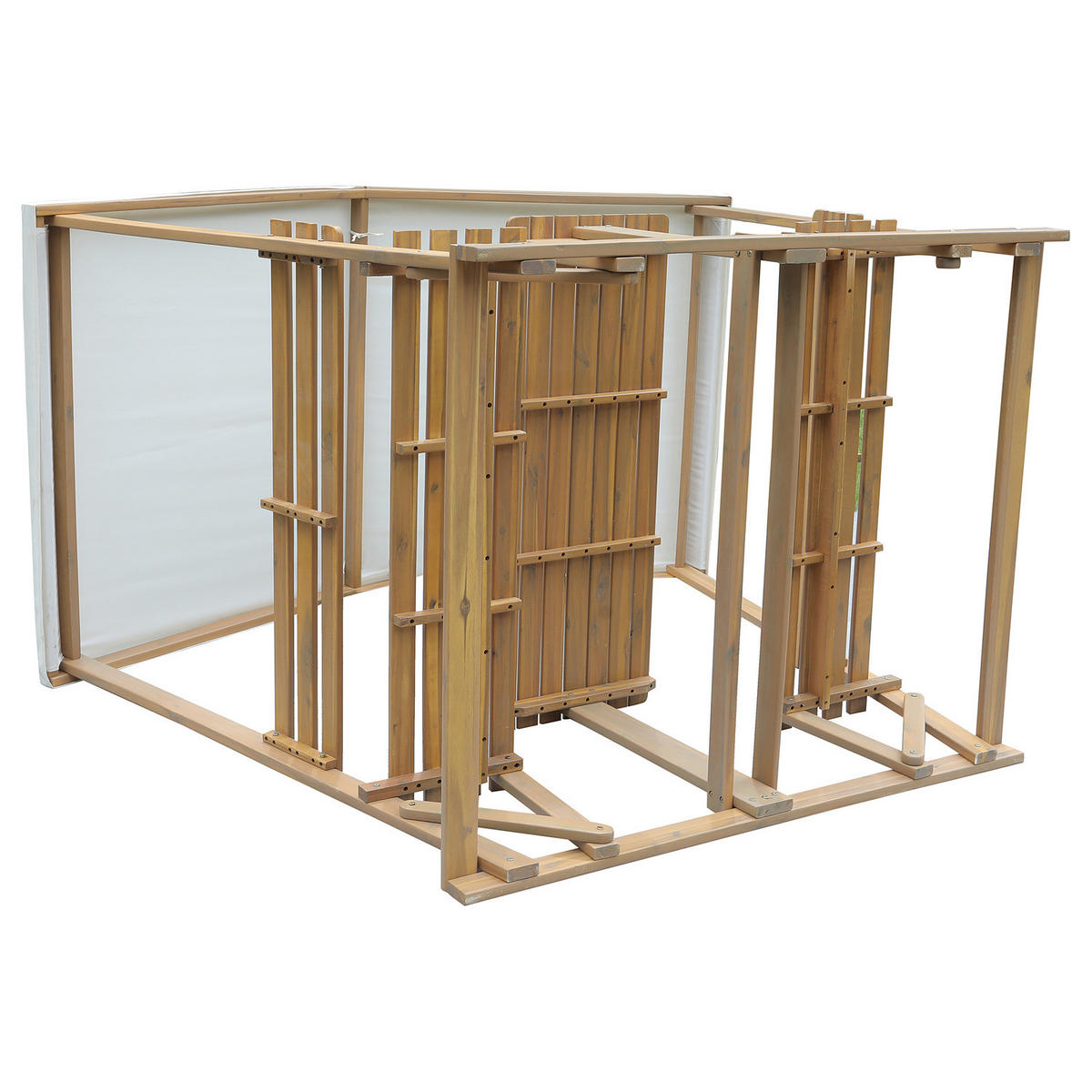 GARTENSITZGRUPPE - Akazie massiv / Polyester - Braun - Creme/Akaziefarben, Holz - home24