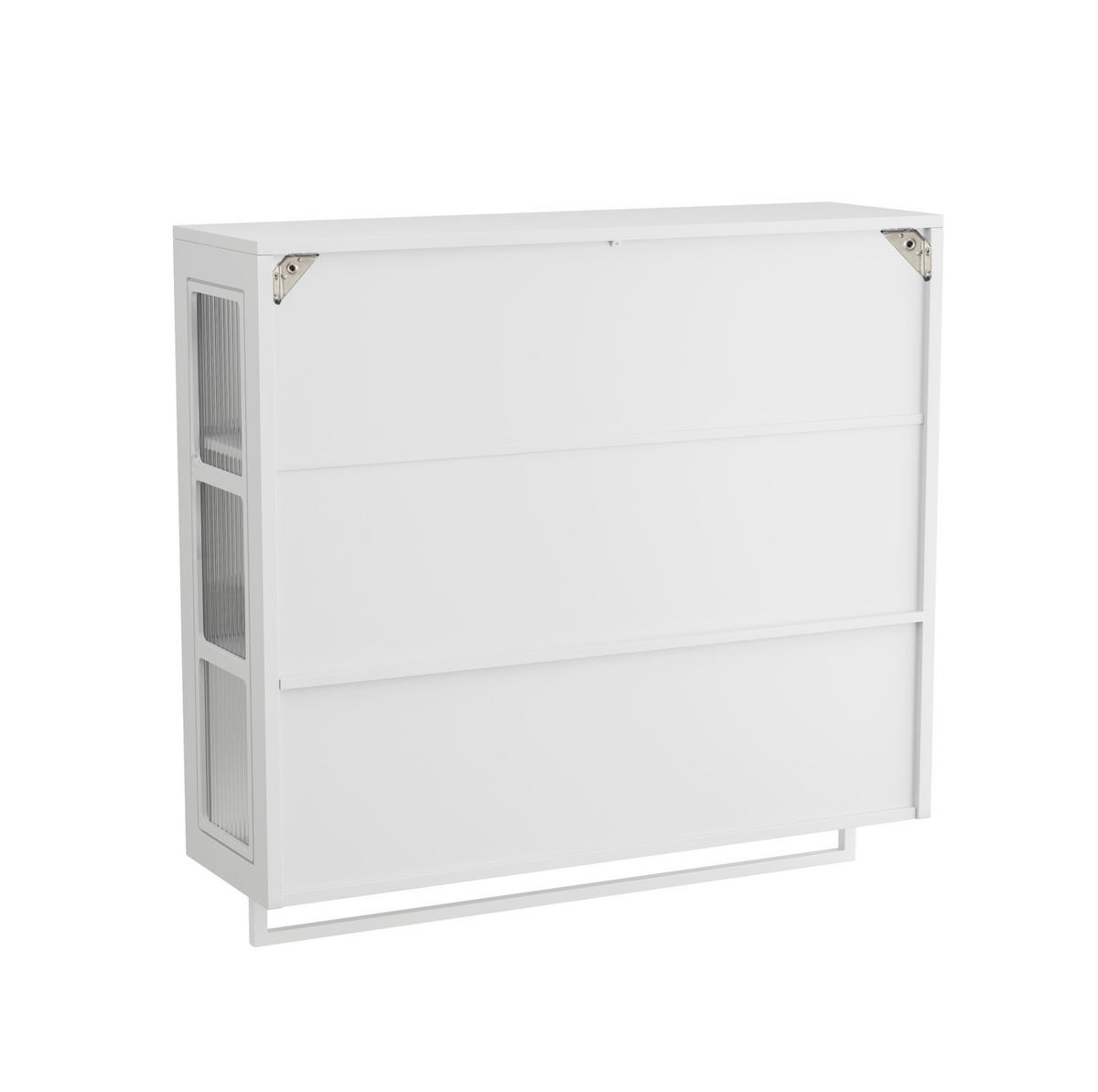 KÜCHENOBERSCHRANK 88/26/82,5 cm mit 3 Türen, offenen Fächern, Handtuchhalter aus MDF und Glas, Weiß - Weiß, Holzwerkstoff (88/82.5/26cm) - Redom