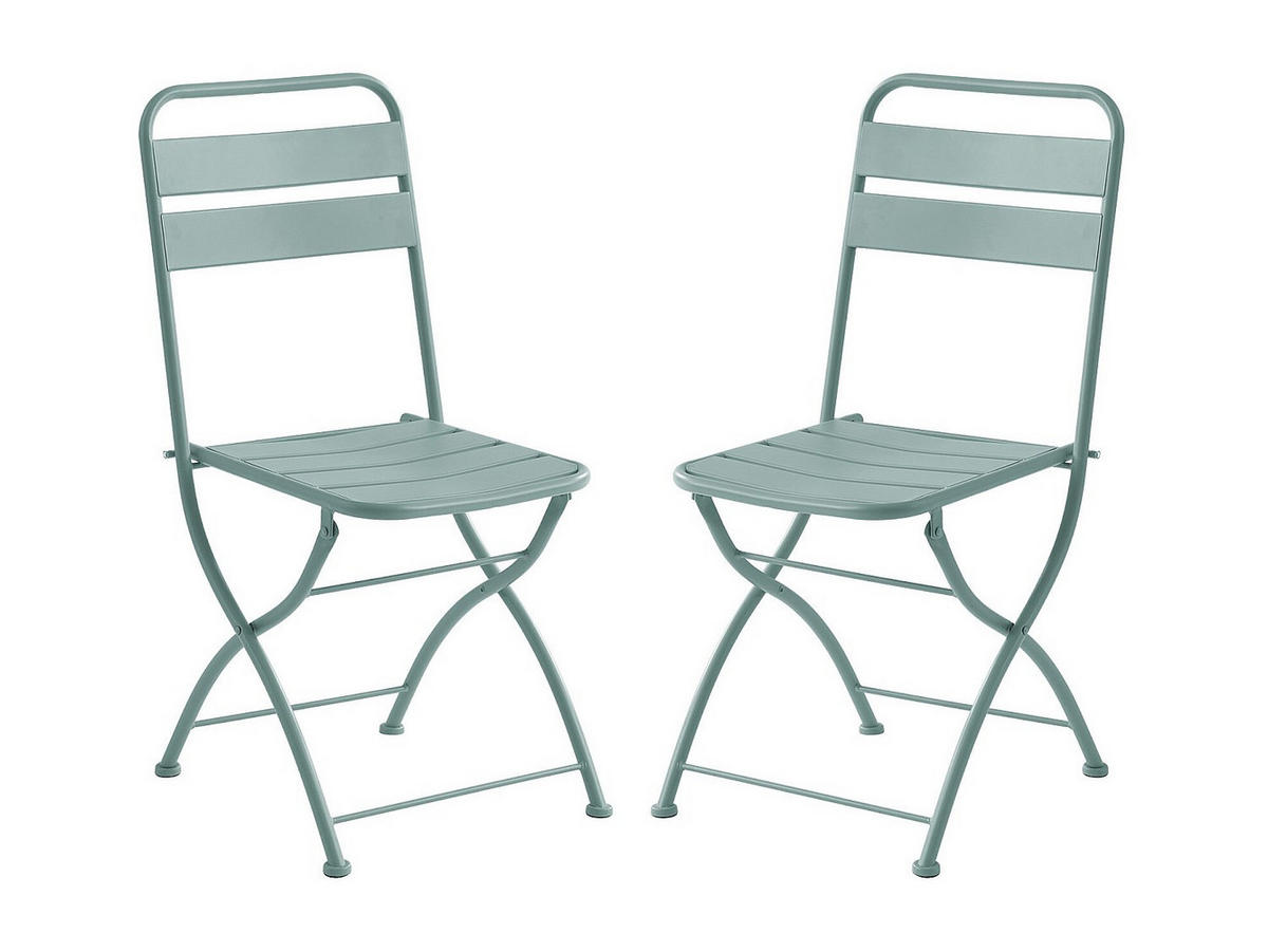 GARTENSTUHL klappbar 2er-Set - Metall - Mandelgrün - MIRMANDE von MYLIA - Grün, Metall - Vente-Unique