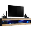 WOHNWAND TIVOLI SET4-BLACK/WOTAN+BLU Offener Raum Schwarz Wotan - Eiche Wotan/Schwarz, Holzwerkstoff/Kunststoff (200/41/35cm) - Komodee
