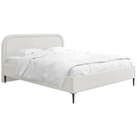 POLSTERBETT Jasmine Slim mit Bettkasten, Lattenrost & hohen Metallfüßen in Weiß Chenille 120x200 cm - Birkefarben/Schwarz, Holz/Textil (120/200cm) - WFL GROUP