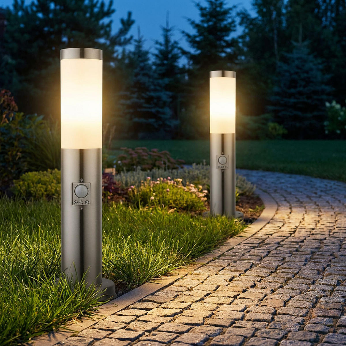 LED WEGELEUCHTE Edelstahl Anthrazit 2er Set - Anthrazit, Metall (7.6/7.6/45cm)