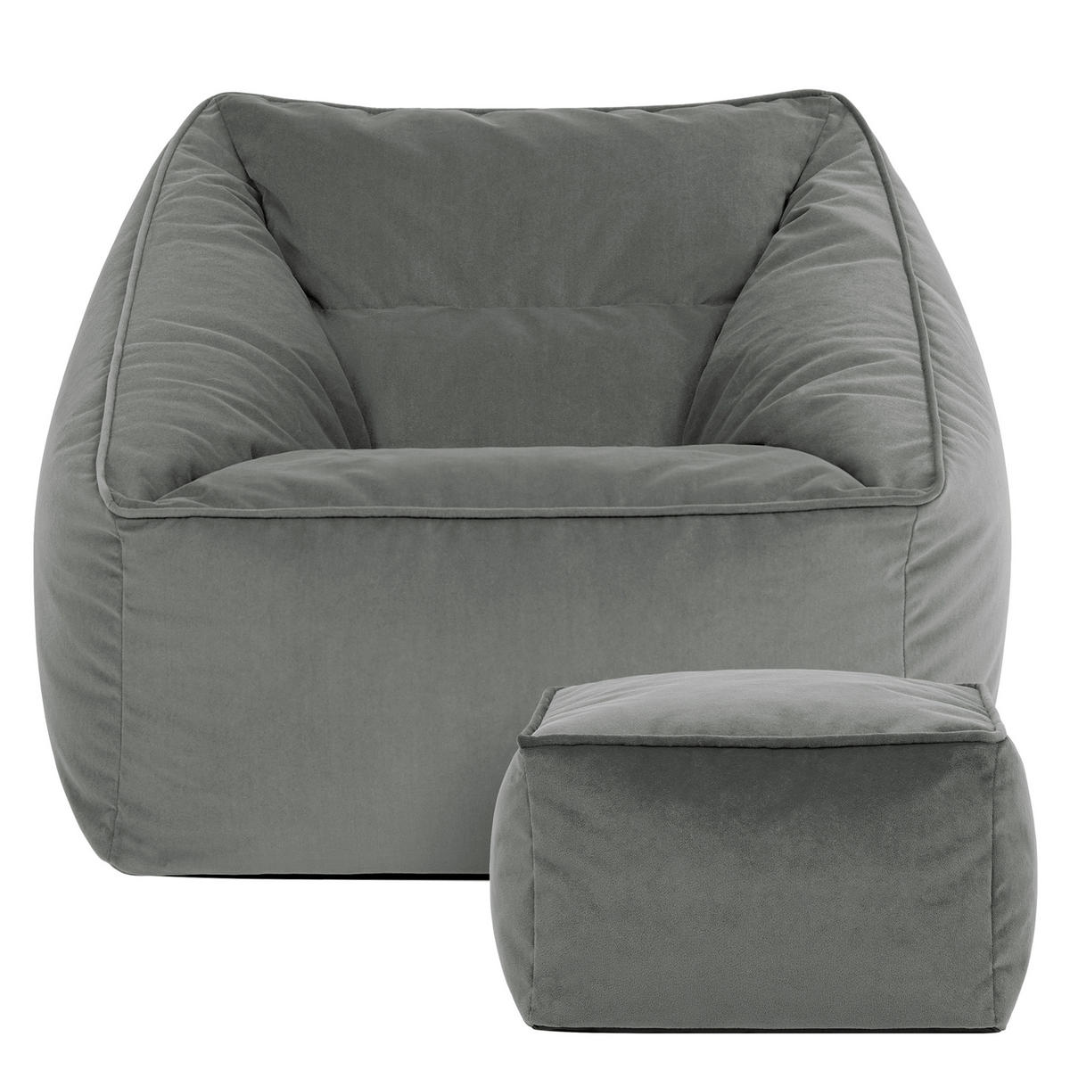 SITZSACK Sessel Natalia mit Hocker Amara - Grau, Textil (70/65/70cm) - icon