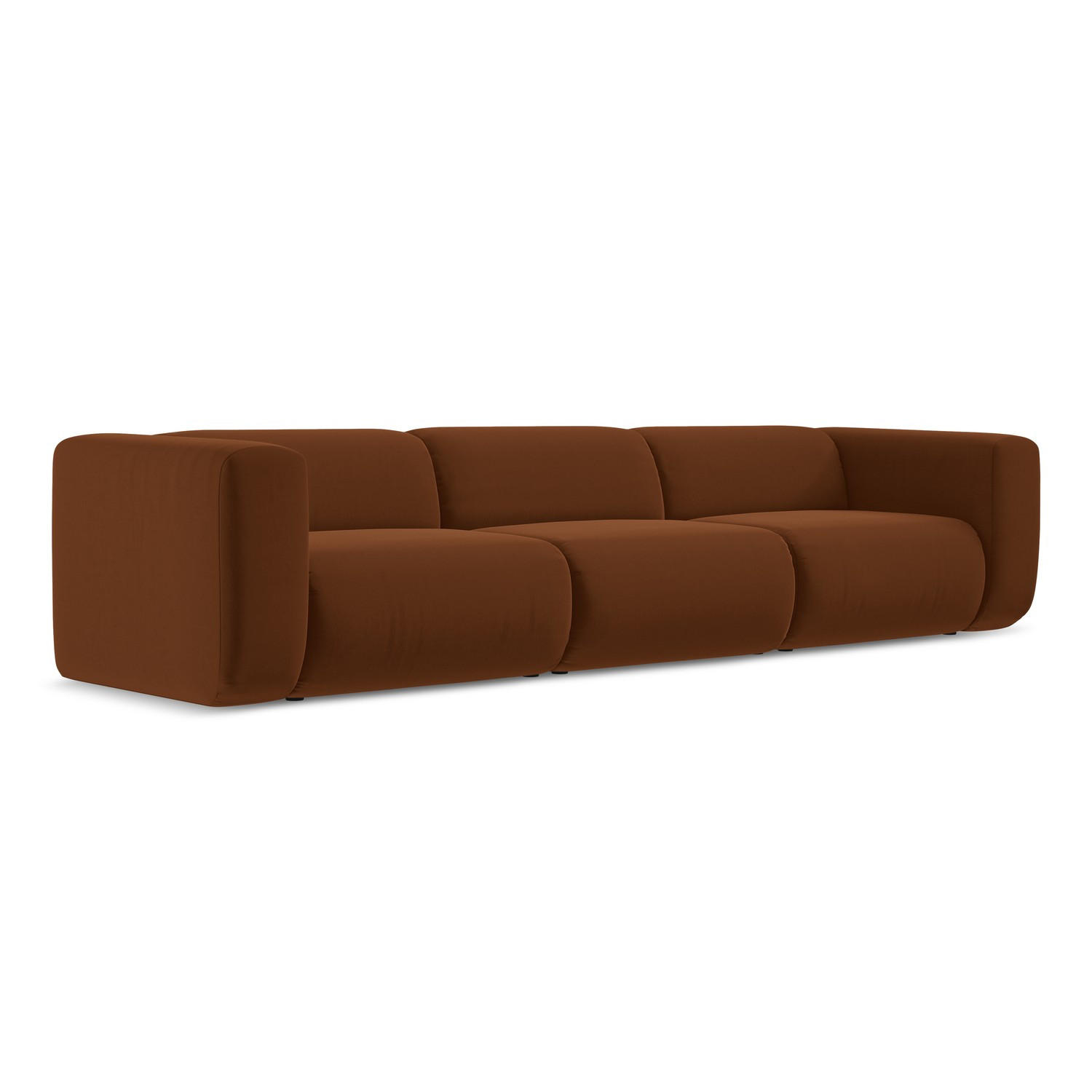 4-SITZER-SOFA Samt Stoff Orange - Terracotta/Schwarz, Kunststoff/Textil (319/70/89cm) - LaMiaSofa