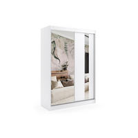 KLEIDERSCHRANK mit Spiegel-Schiebetüren und Aluminium-Leisten - GRACE - 160 cm Weiß - Weiß, Holzwerkstoff (160/216/61cm) - ALTDECOR