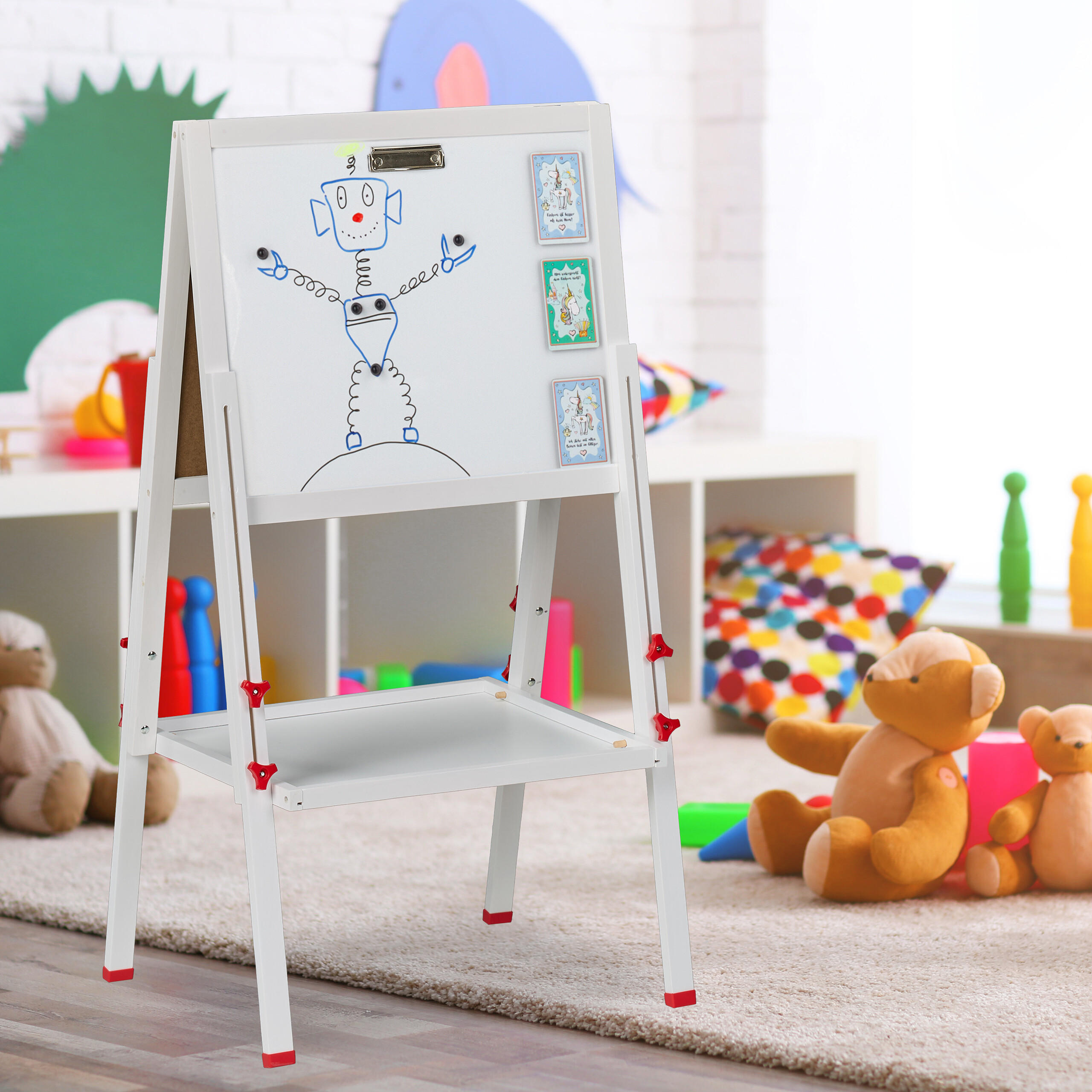 KINDERSTANDTAFEL - Weiß, Holz/Holzwerkstoff (55/135/52cm) - Relaxdays