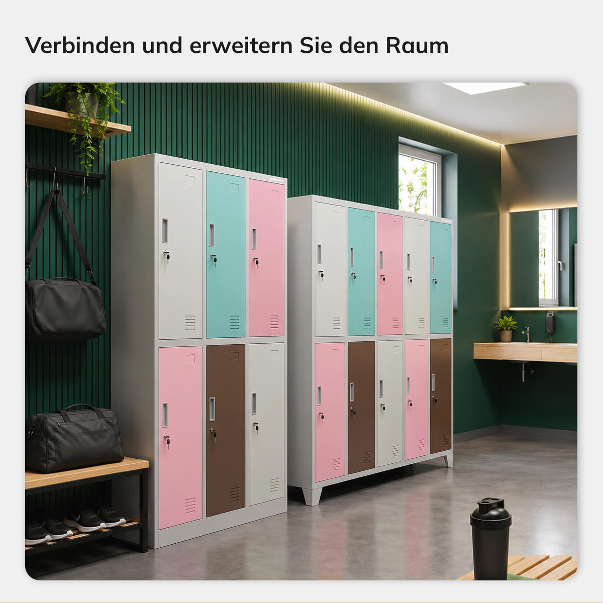 ARBEITSSCHUTZ-KLEIDERSCHRANK IGOR 185x90x45 cm - Pastellblau/Rosa, Metall (90/185/45cm) - Jan Nowak