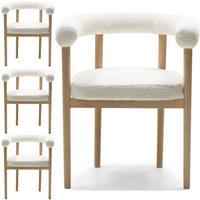ESSZIMMERSTUHL MAYA 4er Set in Weiß Boucle mit massivem Buchenholzgestell 62/56/78 cm - Hellbraun/Braun, Holz/Textil (61/74/57.5cm) - WFL GROUP