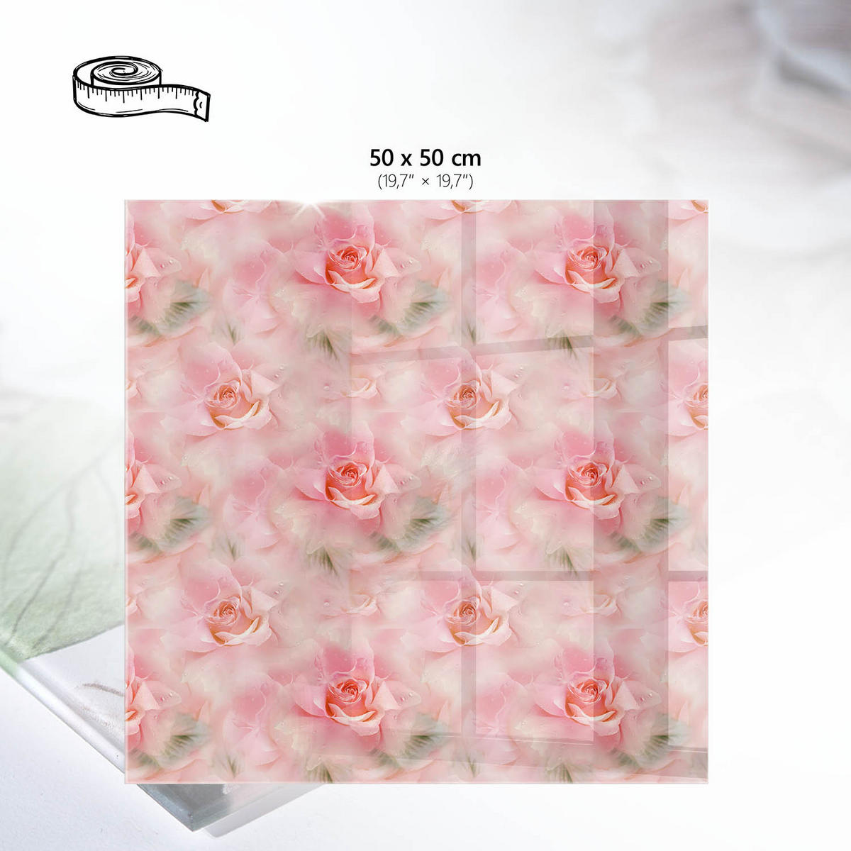 TISCHPLATTE 50x50 cm – Rosenmuster - Braun, Glas (50/50/0.4cm) - Wallfluent
