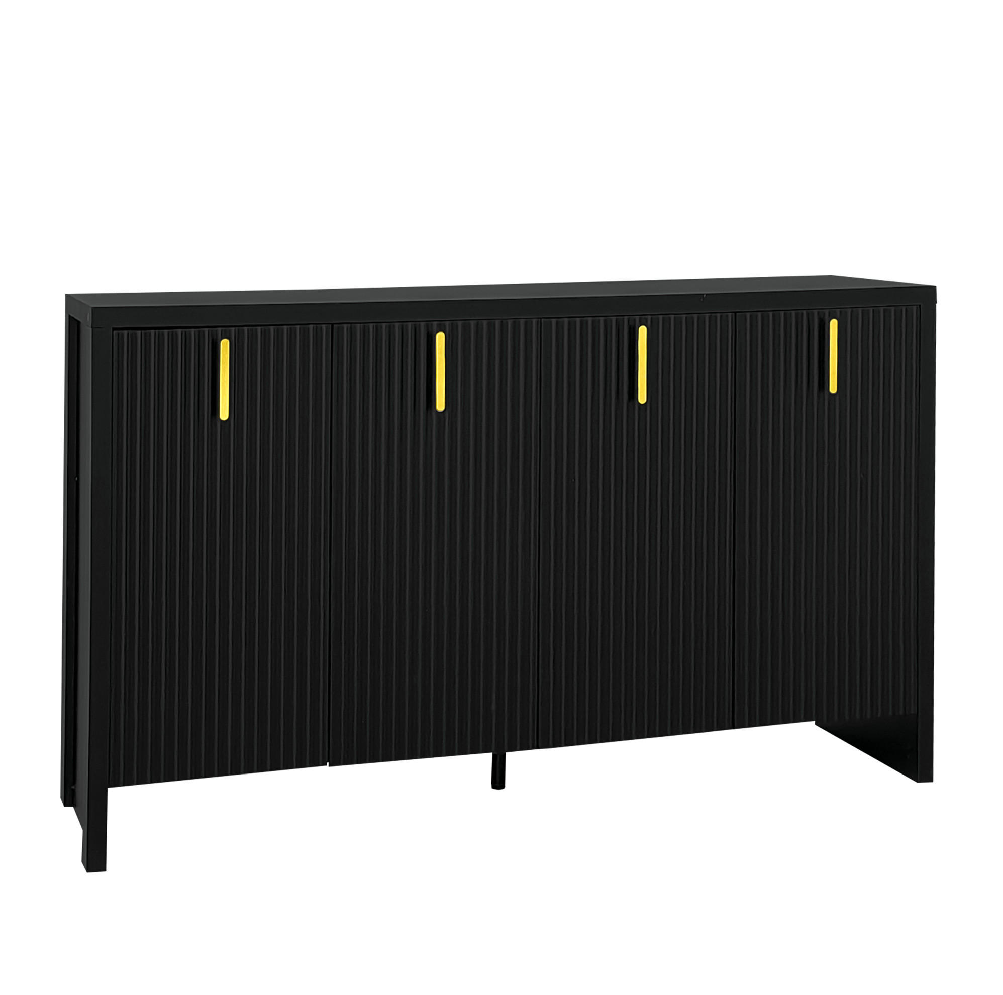 KOMMODE aus Spanplatte 140x38x80cm in Schwarz mit verstellbaren Einlegeböden - Schwarz, Holzwerkstoff (140/80/38cm) - Modfu