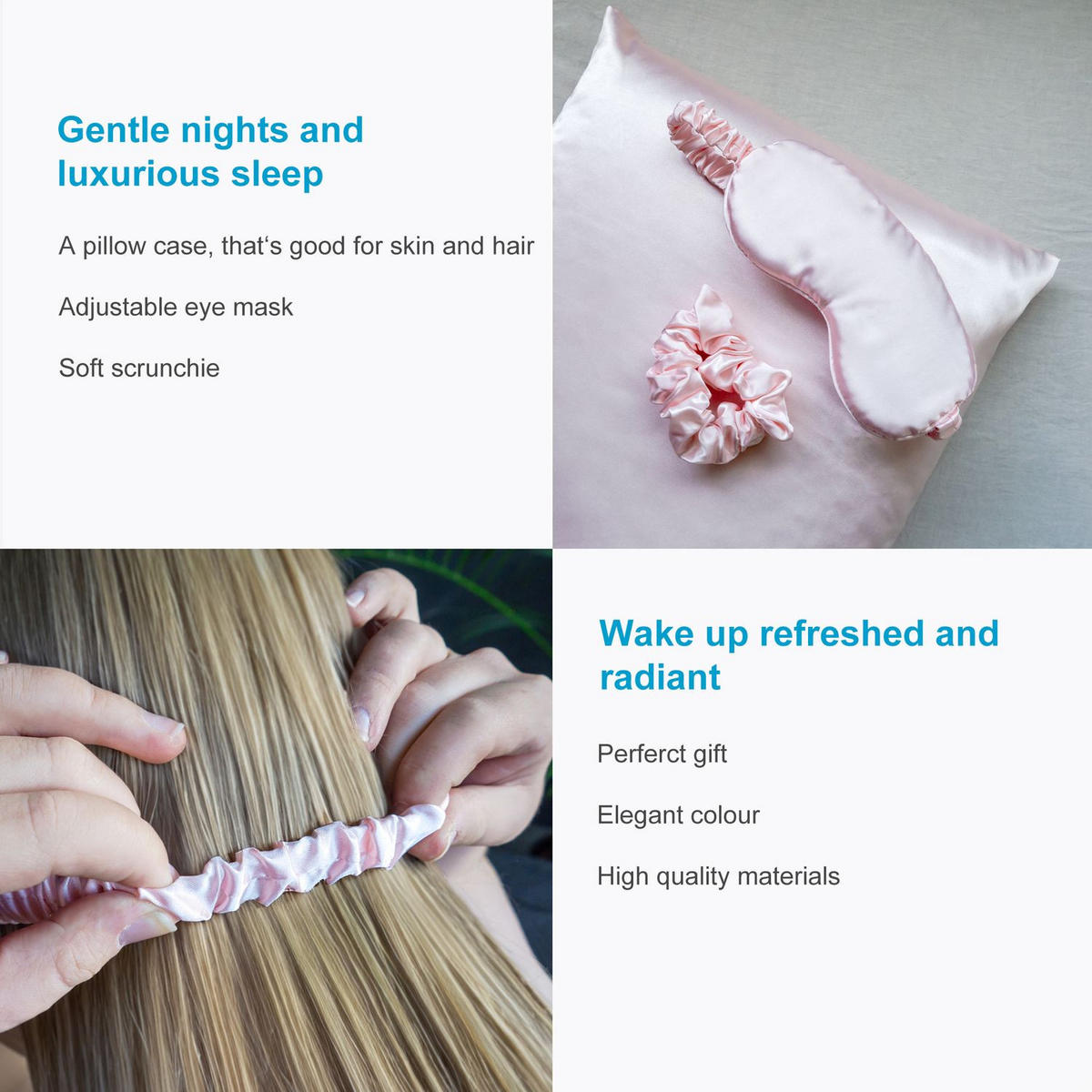 SCHLAFSET mit Schlafmaske Kissenüberzug Haarband (3-tlg.) - Pink, Kunststoff (16/28cm) - Intirilife