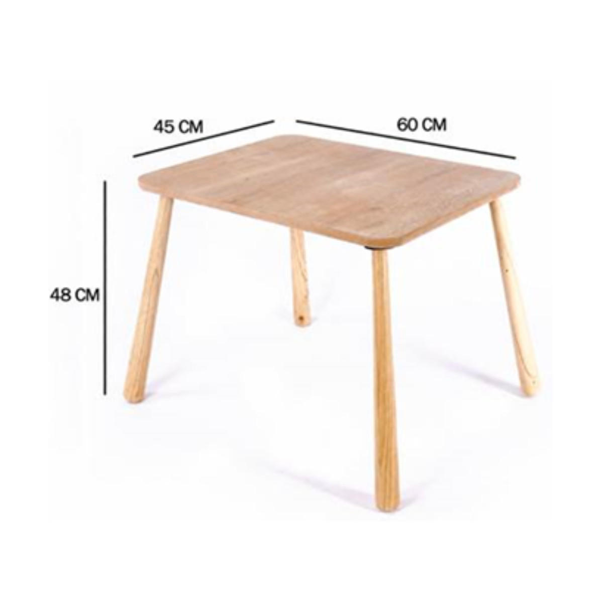 KINDERTISCH mit massivholzbeinen 60/45/48 cm - Eichefarben, Holzwerkstoff (60/48/46cm) - Calicosy