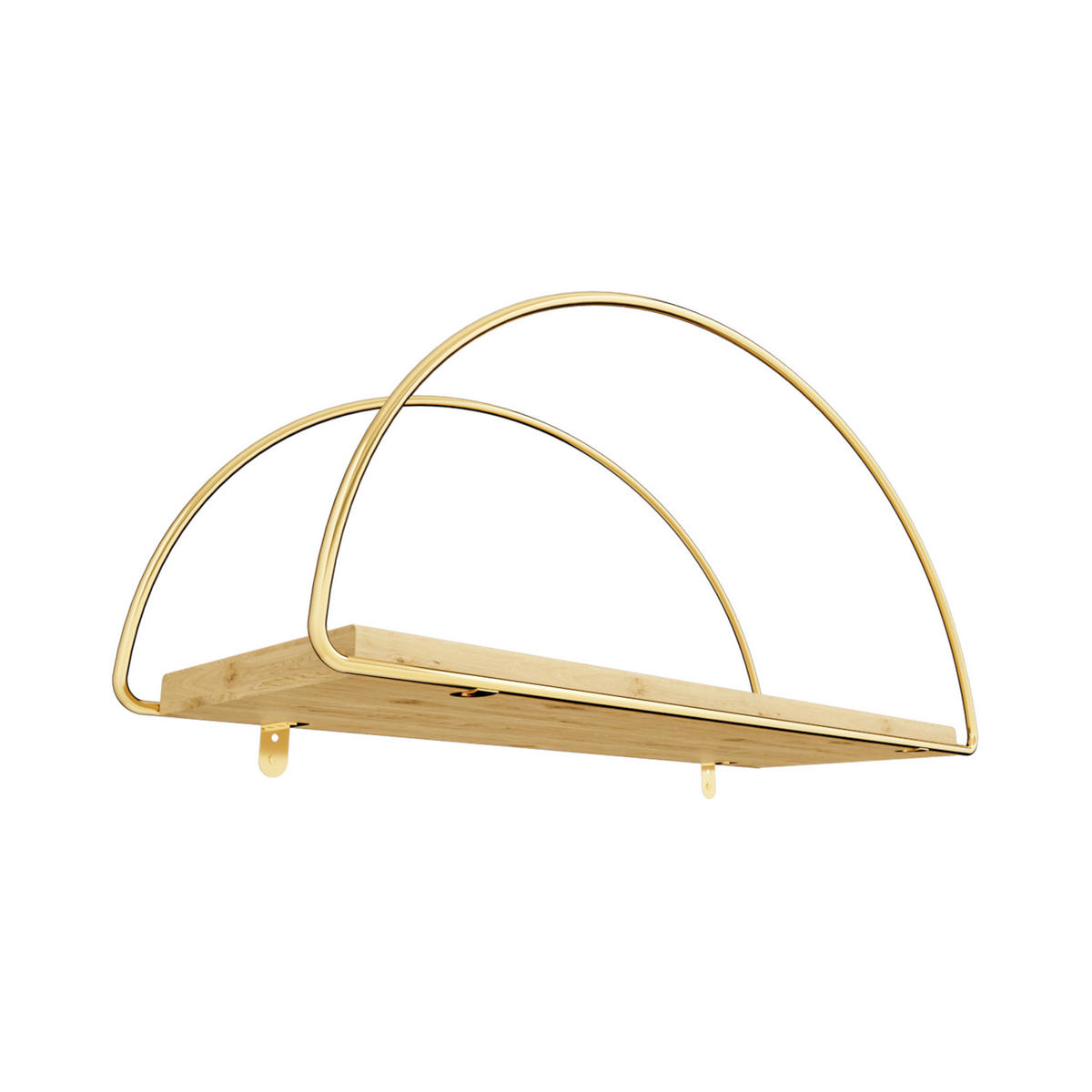 BADEZIMMERREGAL Mynämäki - Goldfarben/Naturfarben, Holz/Metall (39/17/16cm) - [en.casa]