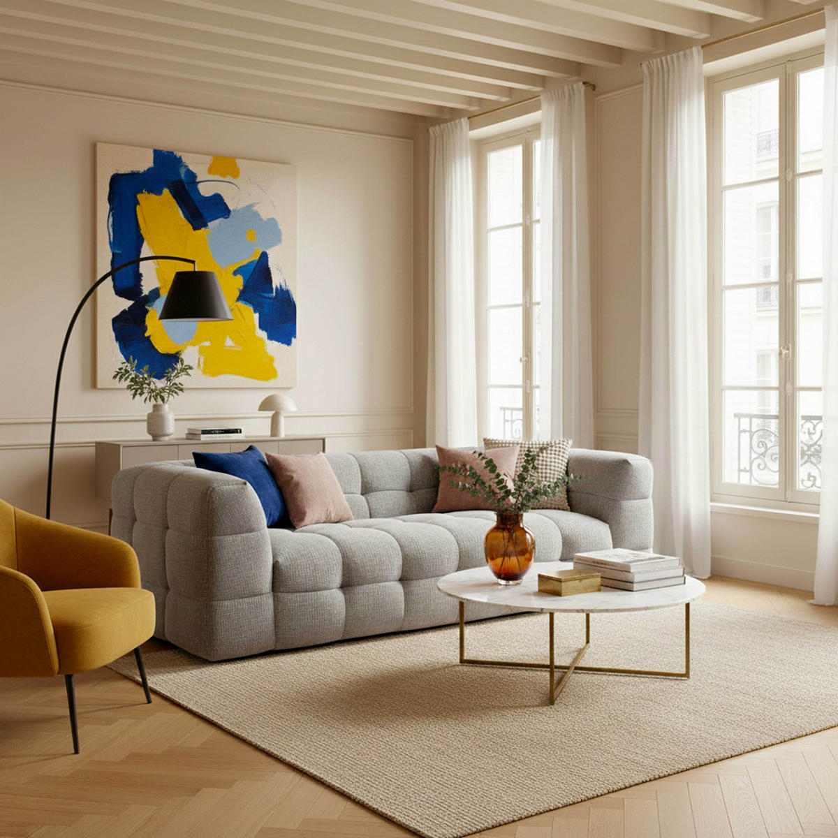 SOFA 3-Sitzer, Grau - Grau, Holz/Textil (228/69/102cm) - Oviala