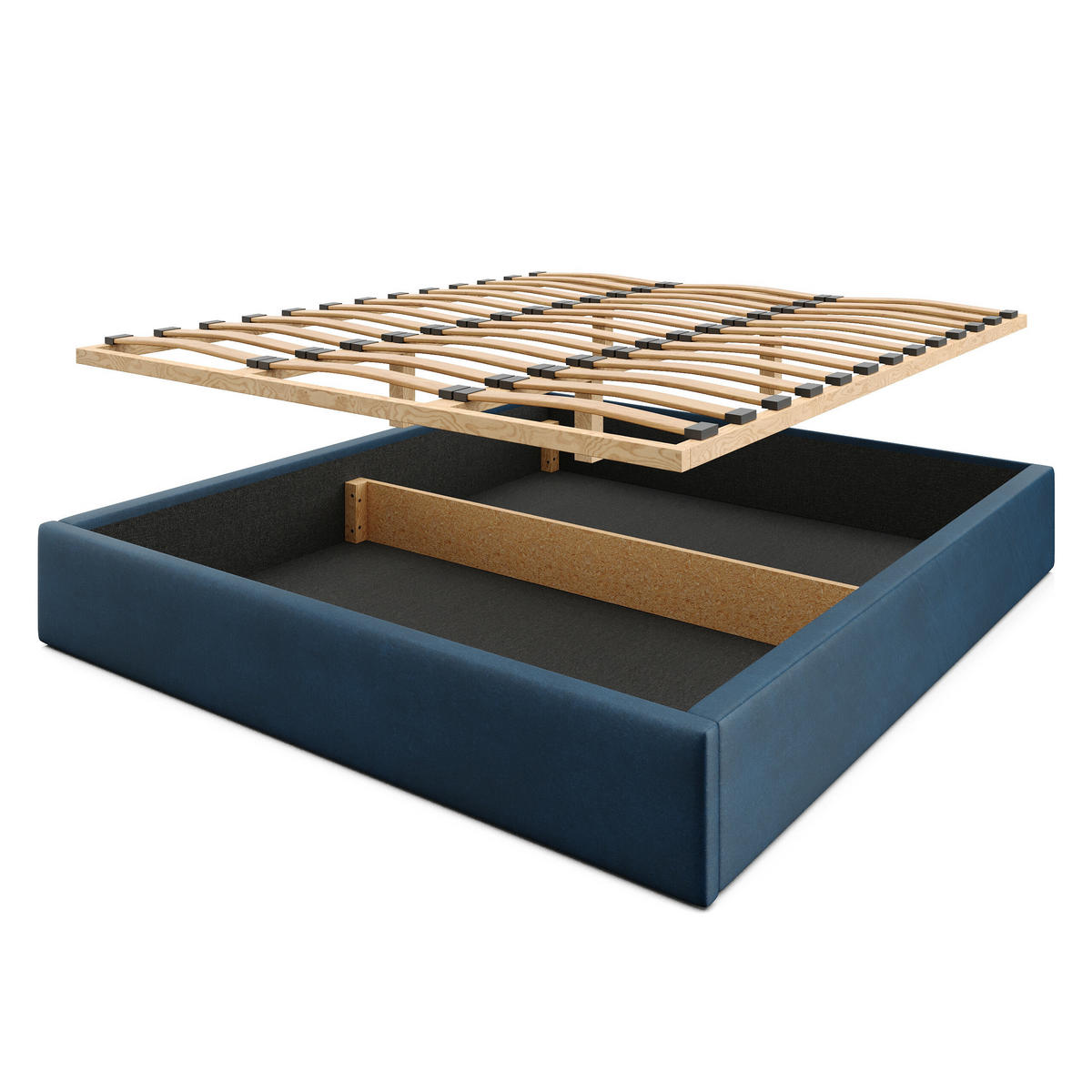 POLSTERBETT 180x200cm Bett mit Stauraum Lattenrost Dunkelblau - Dunkelblau, Holz/Holzwerkstoff (180/200cm) - Muralo