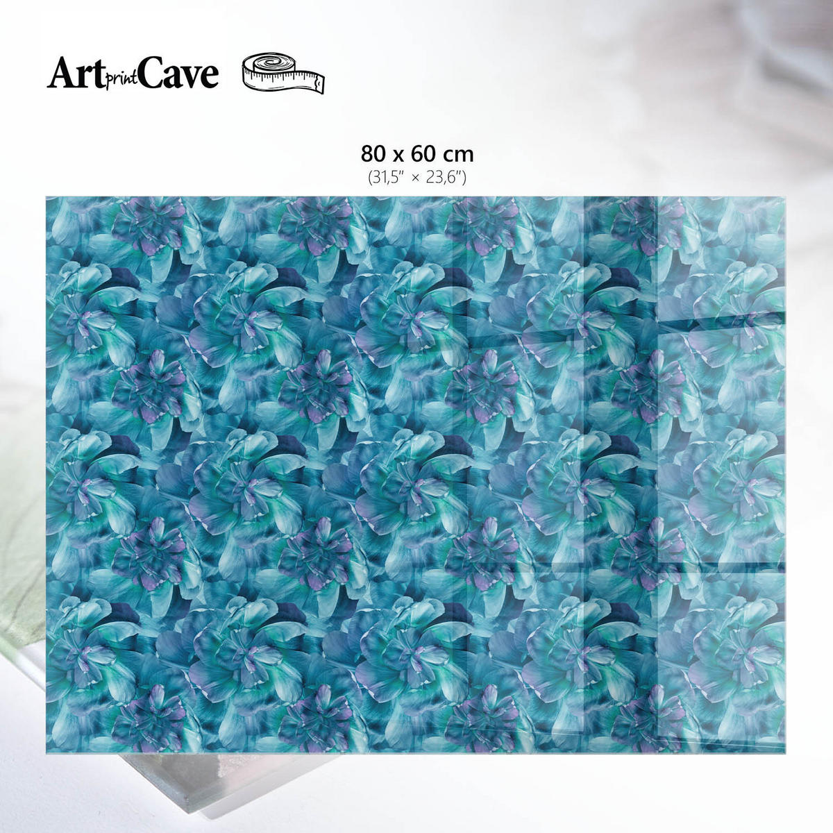 GLASPLATTE 80x60 cm – Blumenmosaik - Schwarz, Glas (0.4/80/60cm) - ArtPrintCave
