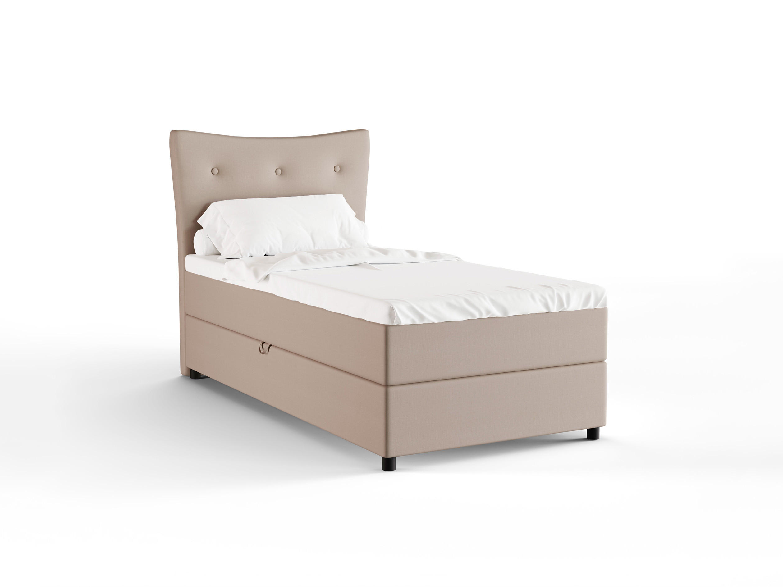 BOXBETT Nevada 100x200 cm Polsterbett mit hochwertiger Bonell-Matratze und Topper - cappuccino - Cappuccino, Holz (100/200cm) - Panda Möbel