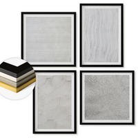 WANDBILDER 4er-Set - 50x50 cm & 40x60 cm Schwarzer Rahmen - Sandmuster geometrische Strukturen - Schwarz, Kunststoff (50/50cm) - ArtPrintCave