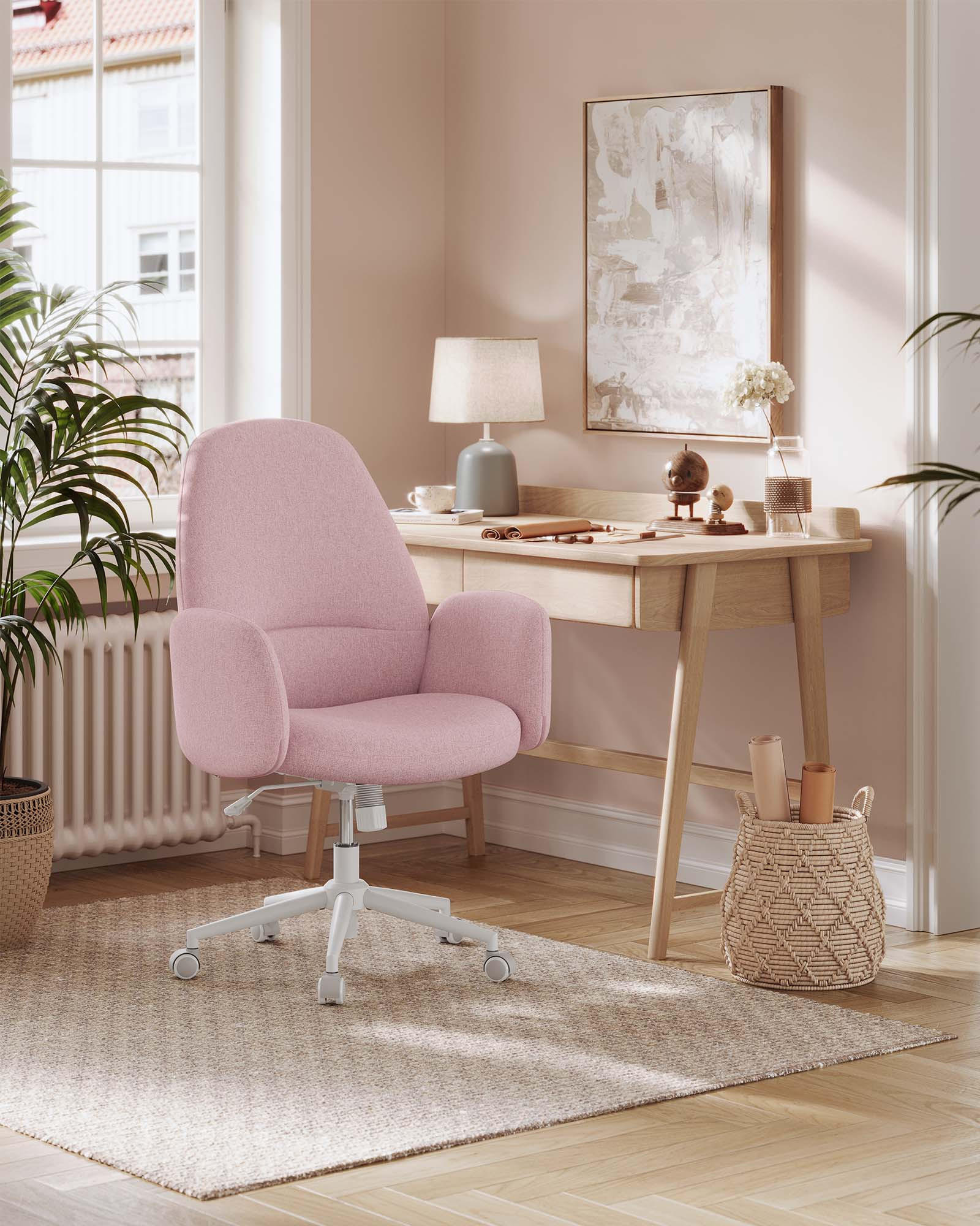 BÜRODREHSTUHL Laela - Hellrosa, Metall (65/103/71cm) - SONGMICS HOME