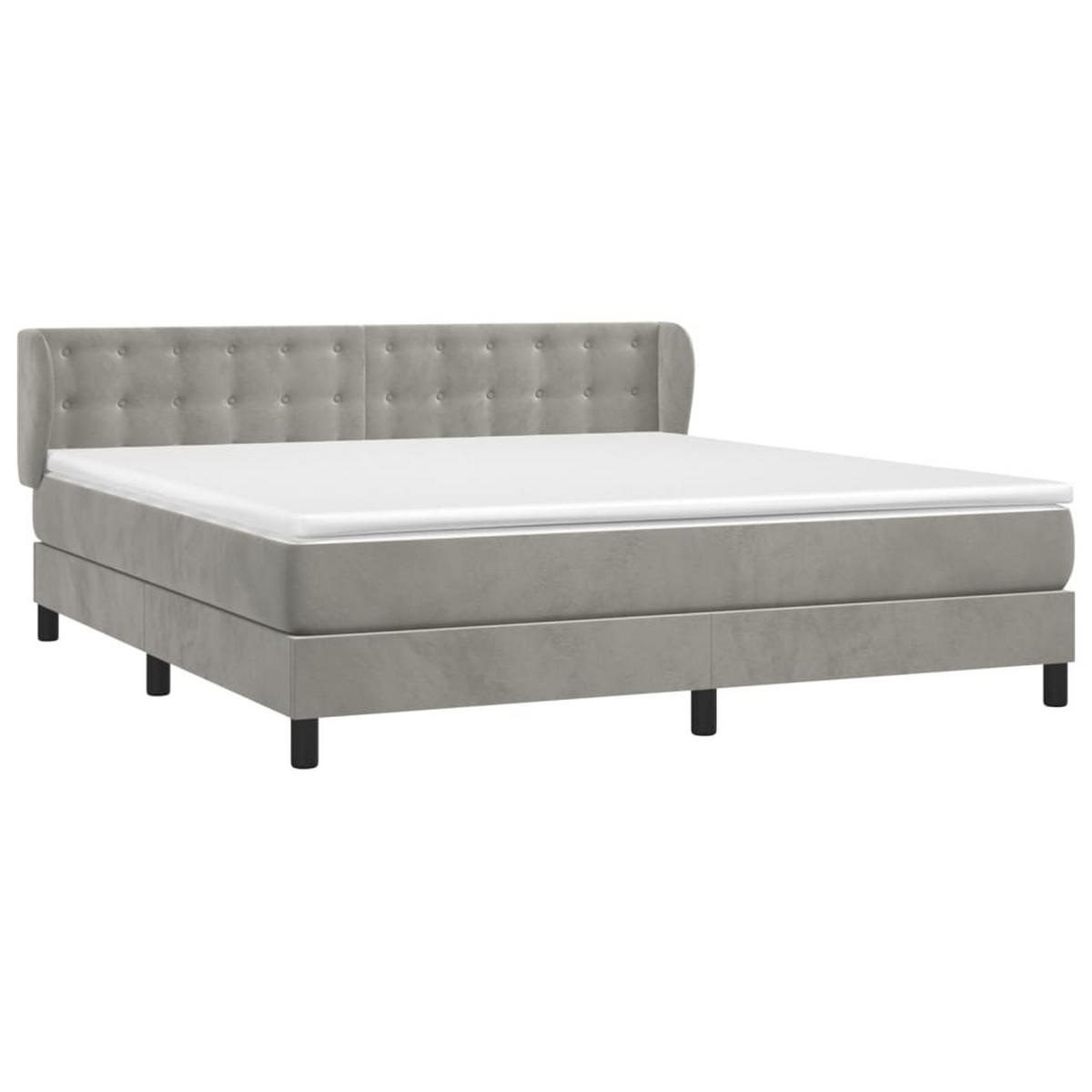 BOXSPRINGBETT Mit Matratze Hellgrau 180/200 Cm Samt - Weiß, Textil (180/200cm) - vidaXL