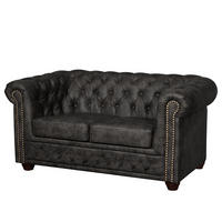 2-SITZER SOFA - Dunkelbraun/Schwarz, Kunststoff (148/72/86cm) - home24
