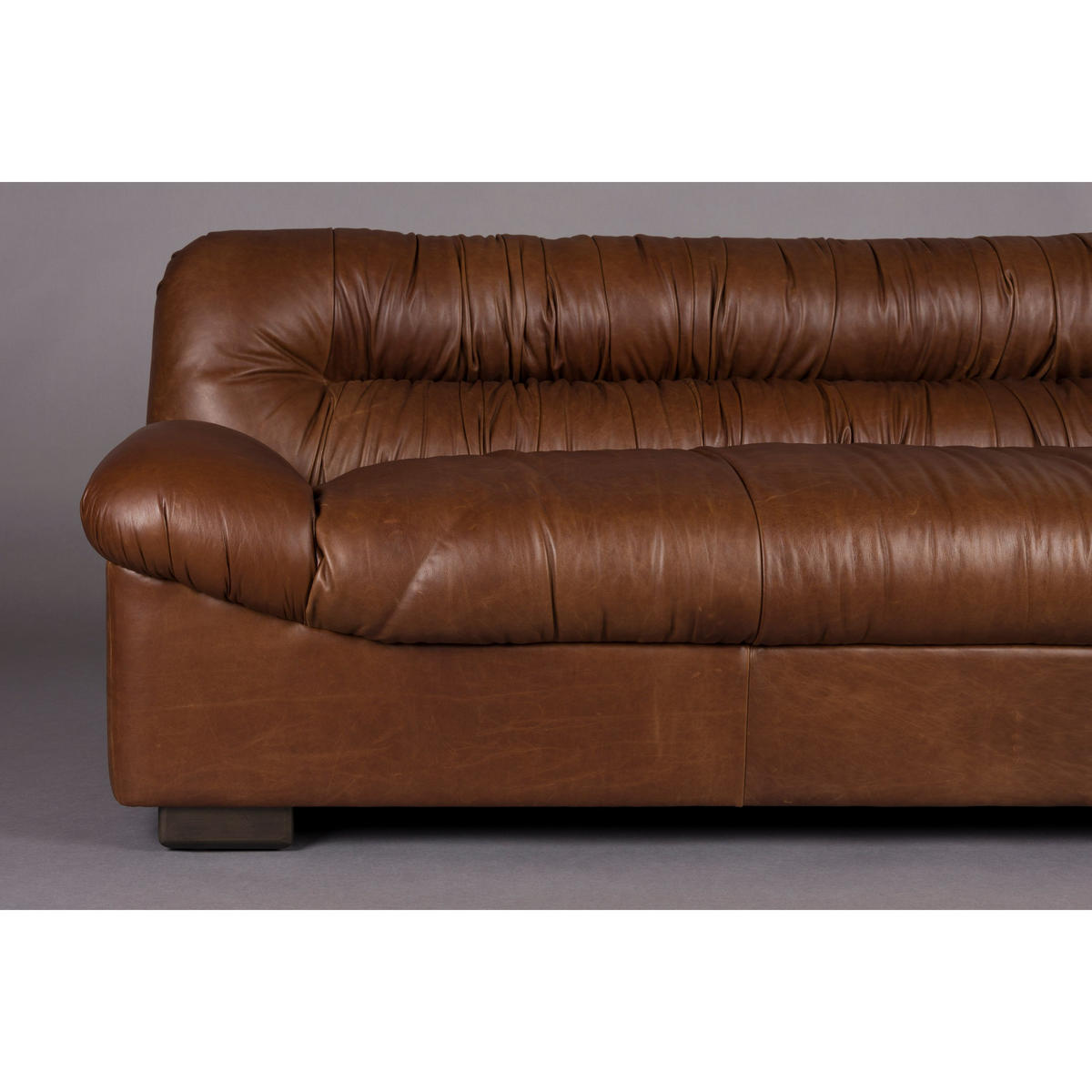 SOFA 3-SITZER Douglas Leder Chokolade/ Braun - Braun/Dunkelblau, Leder (214/78/102.5cm) - Dutchbone