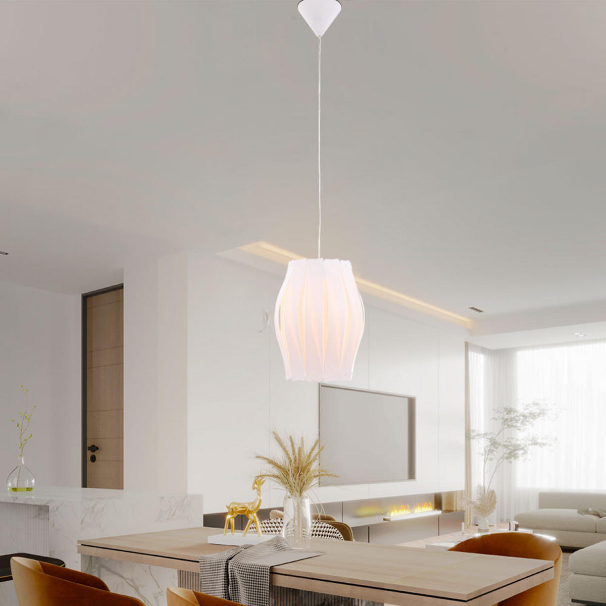 HÄNGELEUCHTE AUSTIN Weiß Kunststoff - Weiß, Kunststoff (30/30/150cm) - Globo Lighting