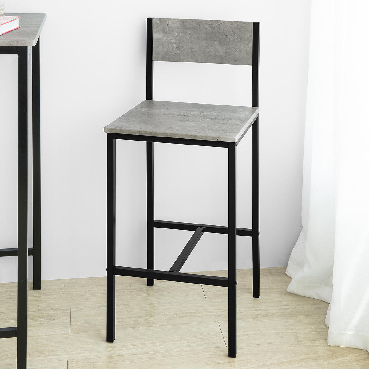 BARTISCH + 2 x BARHOCKER - Grau, Holzwerkstoff (60/97/60cm) - SoBuy