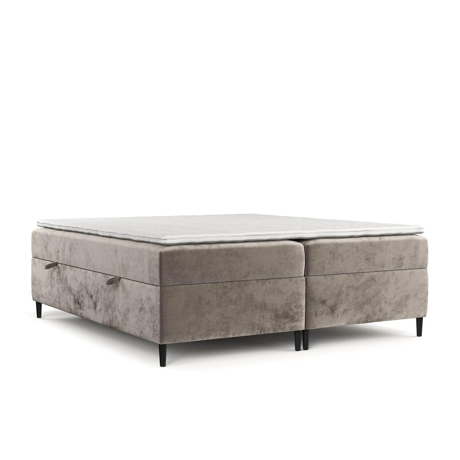 BOXBETT Theo 200/200 cm Beige im Lotta Stoff - Beige/Schwarz, Holz/Holzwerkstoff (200/200cm) - AltaBeds