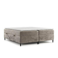 BOXBETT Theo 200/200 cm Beige im Lotta Stoff - Beige/Schwarz, Holz/Holzwerkstoff (200/200cm) - AltaBeds