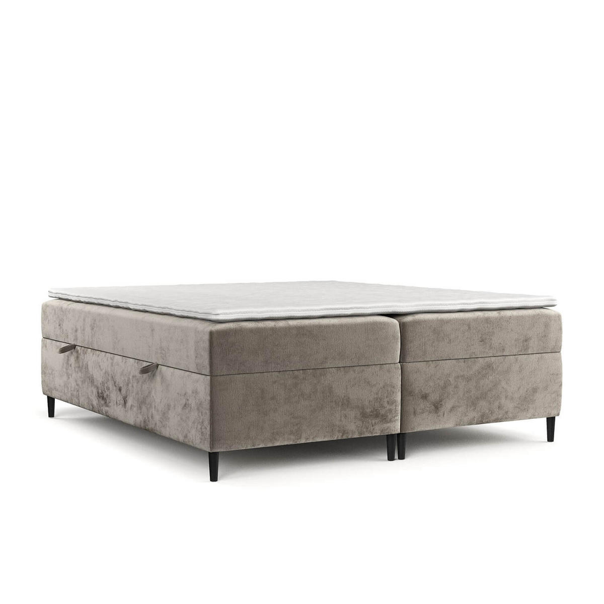 BOXBETT Theo 200/200 cm Beige im Lotta Stoff - Beige/Schwarz, Holz/Holzwerkstoff (200/200cm) - AltaBeds